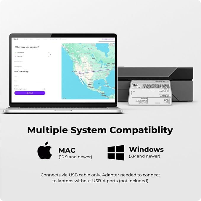 Rollo USB Shipping Label Printer - Commercial Grade 4x6 Thermal Label Printer for Shipping Packages - High Speed Custom Sticker Label Maker for Small Business - Supports Windows & Mac