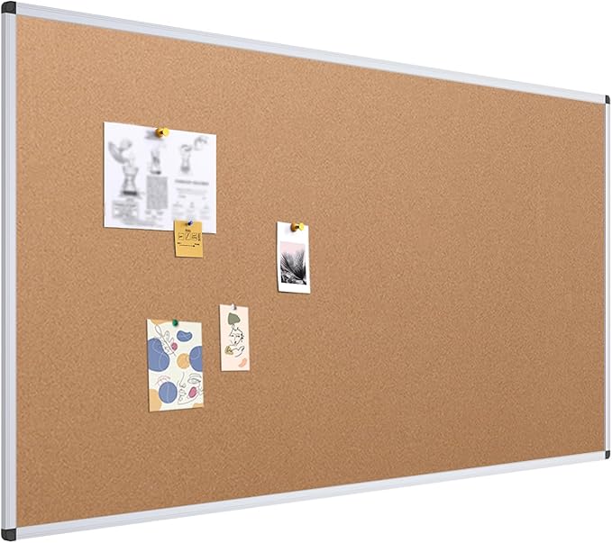 VIZ-PRO Cork Notice Board, 72 X 48 Inches, Silver Aluminium Frame