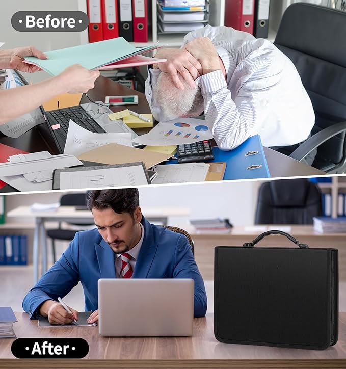 Accordion File Organizer,13 Pockets Important Document Organizer with Life Binder,Fireproof Expanding File Folder,Portable Binder Organizer with Handle,With 5 Binder Pockets and Labels for Business