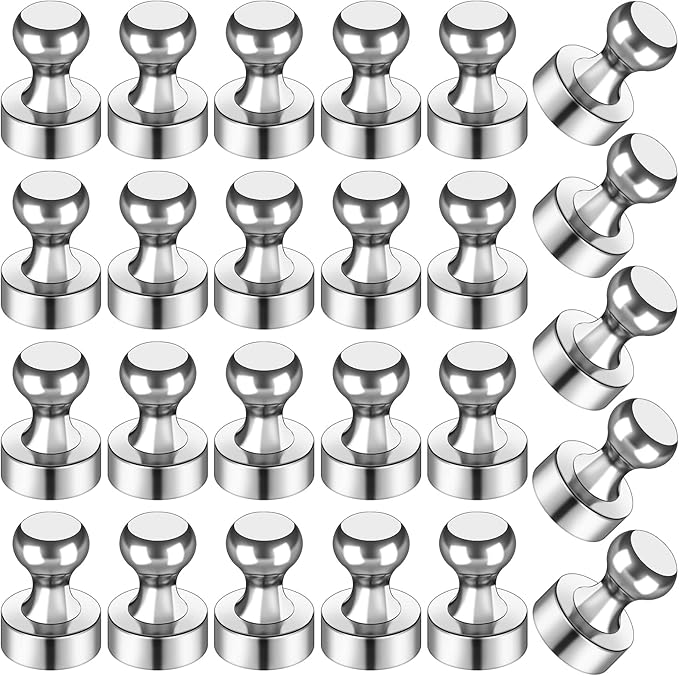 LOVIMAG 25Pcs Magnetic Paper Clip Dispenser Holder for Whiteboard, Strong Magnets Fridge Magnets Adult, Small Push Pin Magnet for Whiteboard, Office, Classroom, Map, Thumb Tacks Magnet