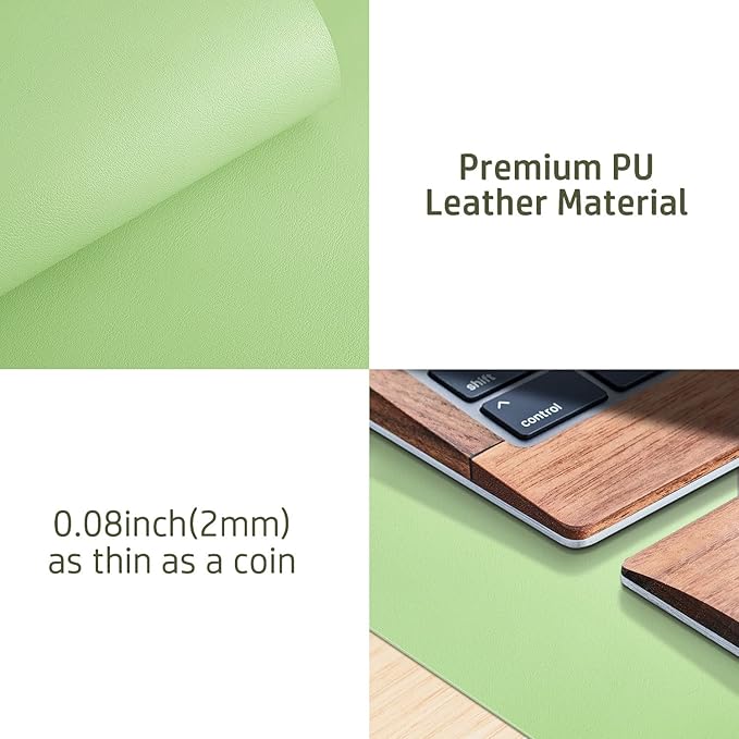 Aothia Leather Desk Pad Protector, Mouse Pad, Office Desk Mat, Non-Slip PU Leather Desk Blotter, Laptop Desk Pad, Waterproof Desk Writing Pad for Office and Home (23.6" x 13.7", Foam Green)