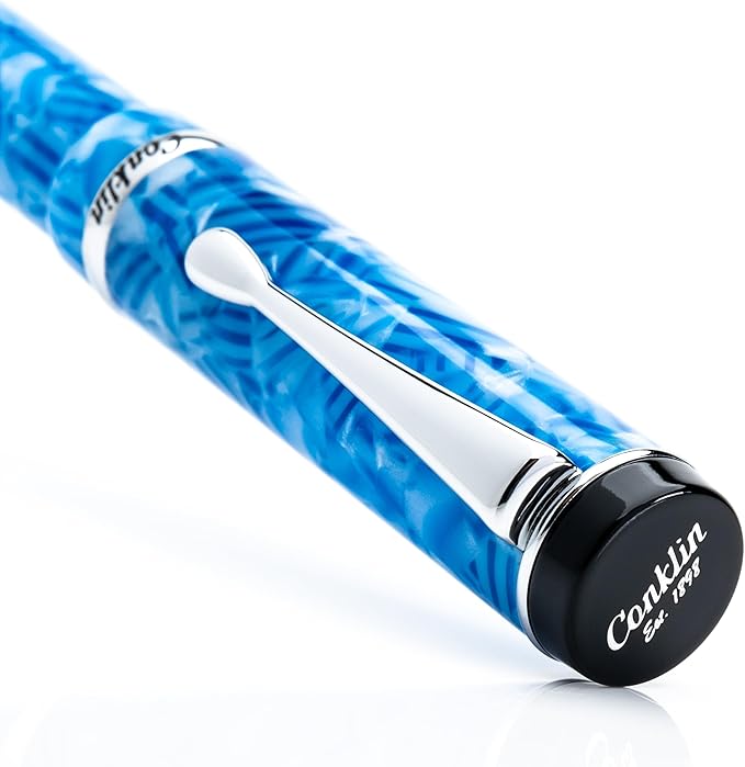 Conklin Duragraph Fountain Pen Ice Blue - Flex Nib, Dynamic Writing Tool with Cool Blue Finish