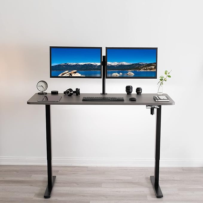 VIVO Dark Gray 60 x 24 inch Universal Solid One-Piece Table Top for Standard and Sit to Stand Height Adjustable Home and Office Desk Frames, DESK-TOP60G