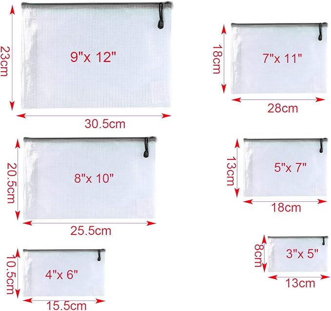 Oaimyy-24PCS-8 x 10" inches-Mesh Zipper Pouch, Plastic Zip File Folders Puzzle Bags for Organizing,for Office Supplies,Travel,Home Storage-Black