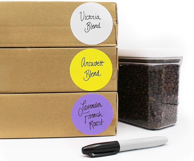 ChromaLabel 3 Inch Circle Sticker Labels, Easy to Write On Round Colored Stickers, High Visibility Permanent Labels - 500 Sticky Dots per Roll, White Dot Stickers