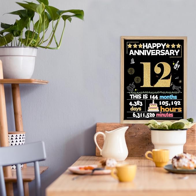 Joycard 12th Anniversary Card for Women Men, Gold Wedding Card for Wife Husband, Sweet Marriage Decorations Gifts for Couple, Perfect for Her Him on Anniversary Day, Back in 2013