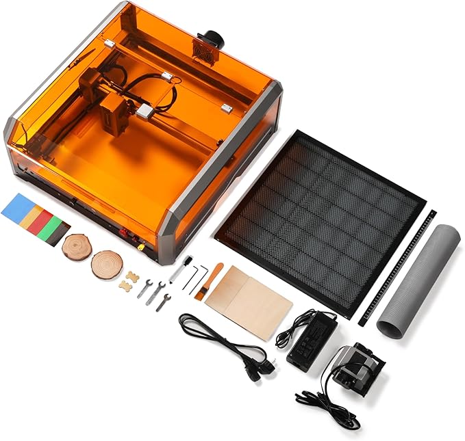 L8 Laser Engraver, 40W Power Output Laser Cutter Built-in Acrylic Enclosure with Vent, 40,000mm/min All-in-one Laser Engraving Machine Air Assist Pump, Honeycomb, Camera, Laser Safety Class 1