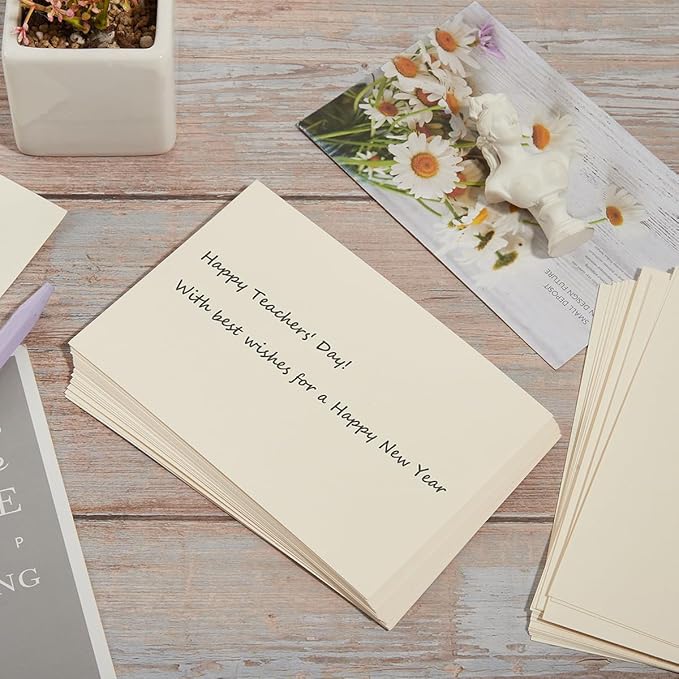 50 Sheets Blank Cardstock Paper 250 GSM Thick Heavy Cards Stock for DIY Art Projects, Card Making, Postcards, Greeting Cards, Birthday Party, Wedding Invitation (Cream, 5x7 inches)