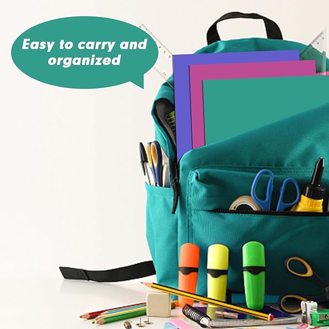 Two Pocket Folders, RAZCC 100 Pack 2 Pocket Folders Fit Letter Size Paper, Paper Folders with Pockets for School Office Business Home, Assorted 5 Colors