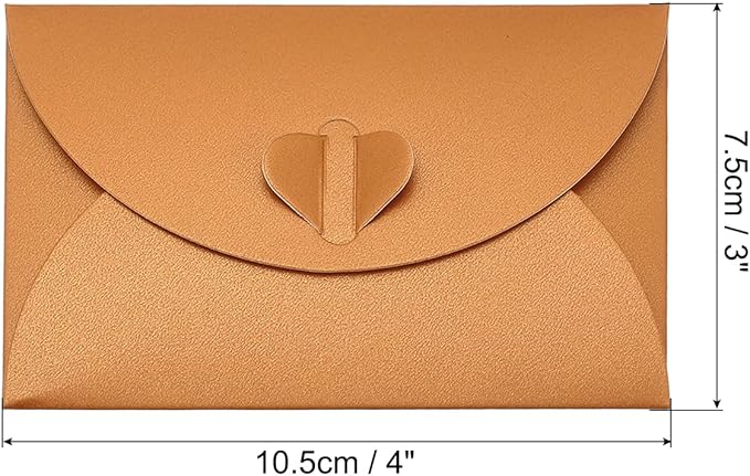 PATIKIL Gift Card Envelopes, 12 Pack Heart Shaped Clasp Small Gift Cards Holder Mini Envelope for Birthdays Weddings, Orange