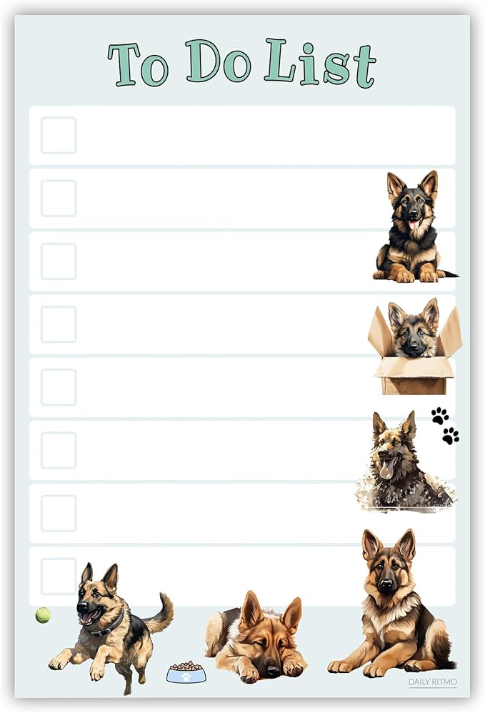 German Shepherd Sticky Notepad to Do List | Kawaii Dog Lover Gifts for Women | Office School Supply Sticky Notes 4"x6" 50 Pages