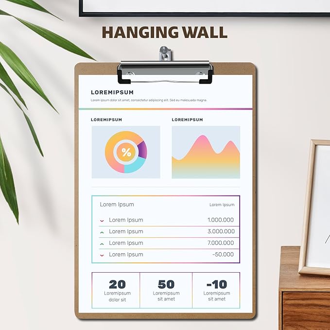 24 Pack Clipboards Bulk, Standard A4 Letter Size Wooden Hardboard Office Clipboard for Classroom, Work-Meetings, with Low Profile Clip, 12.5 x 9 Inch