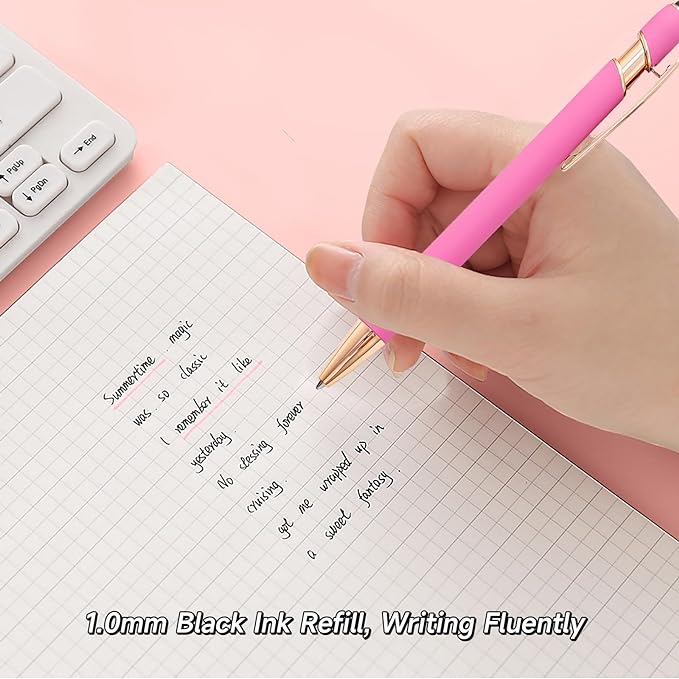Pink Pens for Women, 6 Pcs Cute Pens Ballpoint Pens Bulk, 1.0mm Medium Point Black Ink Pens, Office and School Supplies Fancy Nice Pens Gifts for Girls Nurse Teacher (Pink)