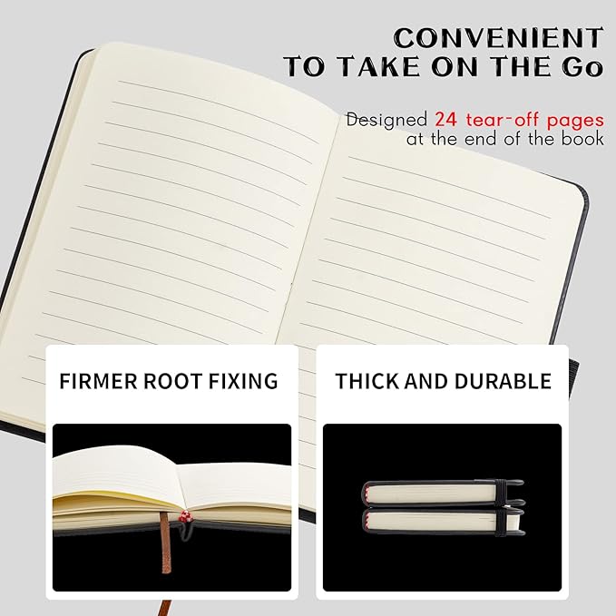 2Pack Pocket Notebook Small Notebook Journal Notebook 4 inches x 5.7 inches 200 Pages Leather Cover With Pen Holder Page Marker Ribbons(Black)