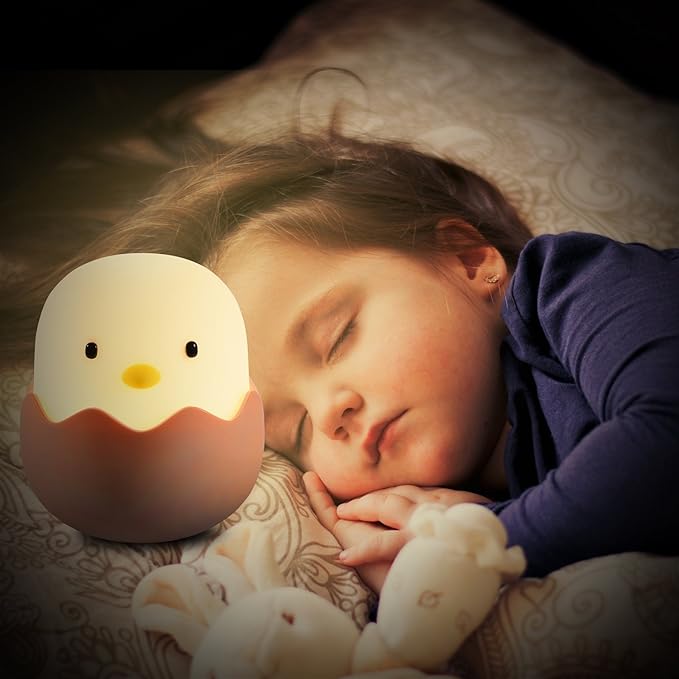 Kids Night Light, Cute Creative Egg Shell Baby Night Light with Touch Sensor, Nursery Night Lights, Kawaii Desk Accessories, Room Decor for Boys Girls Kids Gifts
