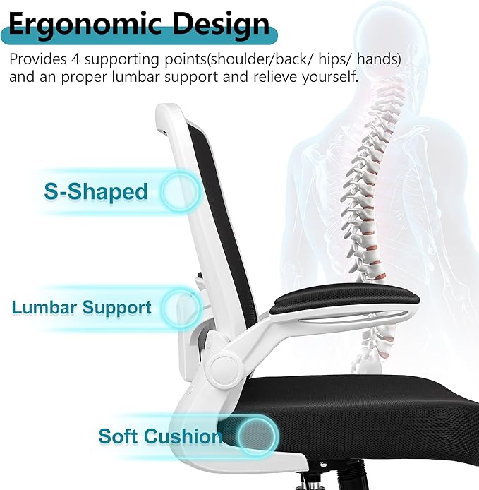 FelixKing Ergonomic Office Chair, Adjustable Lumbar Support, Breathable Mesh Fabric, Durable and Reliable, White