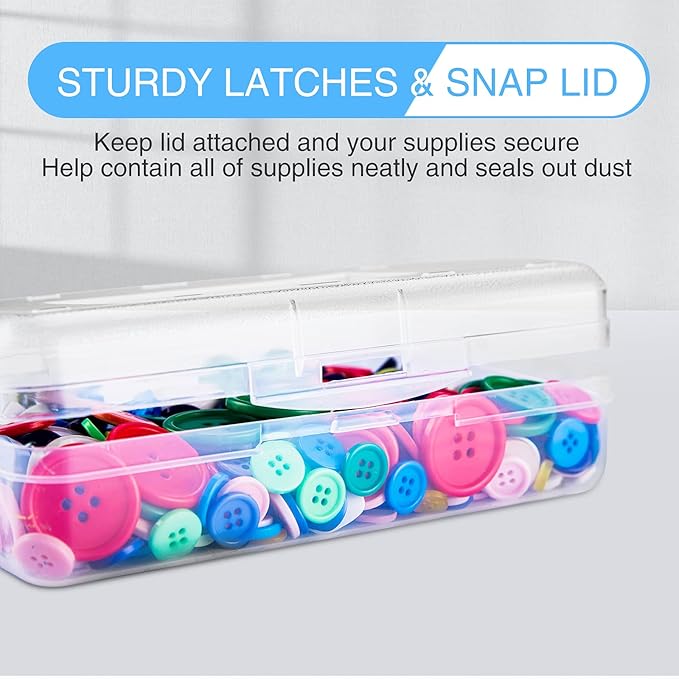 Sooez 3 Pack Pencil Case, Large Pencil Box Case, Clear Crayon Marker Box Bulk, Hard Plastic School Supplies with Snap-tight Lid, Stackable Storage Container Art Craft Organizer for Bead Pens, Clear