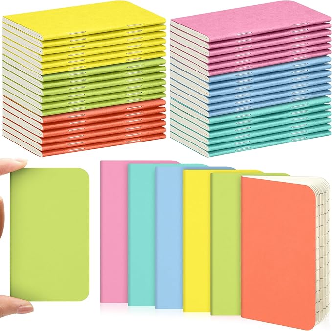 Outus 36 Pcs Pocket Notebook Mini Journal 2.5" x 4" Kraft Paper Mini Notepad Bulk Softcover Pocket Notepad Memo Diary Subject Notebooks for Student Traveler School(Candy Color)