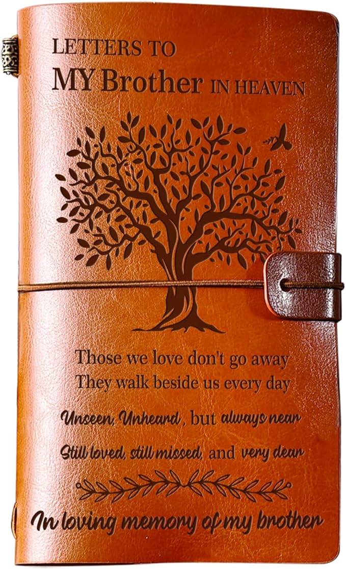 Memorial Gifts for Loss of Brother, Refillable Travel Photo Diary Journal Bereavement Gift, Letters to My Brother in Heaven Those We Love Don't Go Away Sympathy Gifts for Loss of Brother
