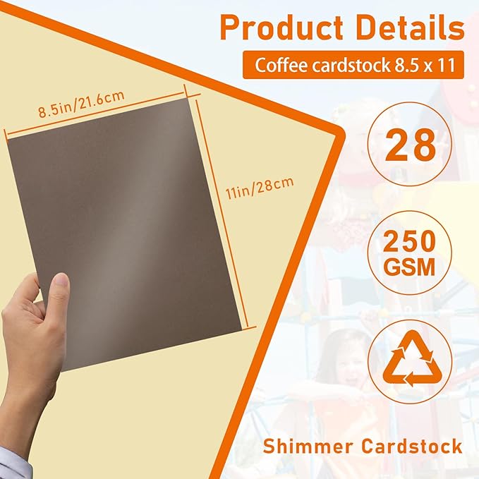 28 Sheets Coffee Shimmer Cardstock 8.5 x 11 Invitation Paper, 92lb Heavyweight Dark Brown Paper Card Stock for DIY Making Cards, Wedding, School Crafting, Greeting Cards, Menus