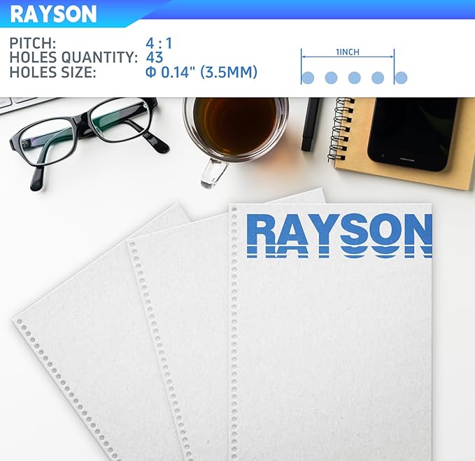 Rayson PD-1503 Coil Binding Machine, 4:1 Pitch Spiral Binder with Electric Coil Inserter for Max. Punching Letter Size
