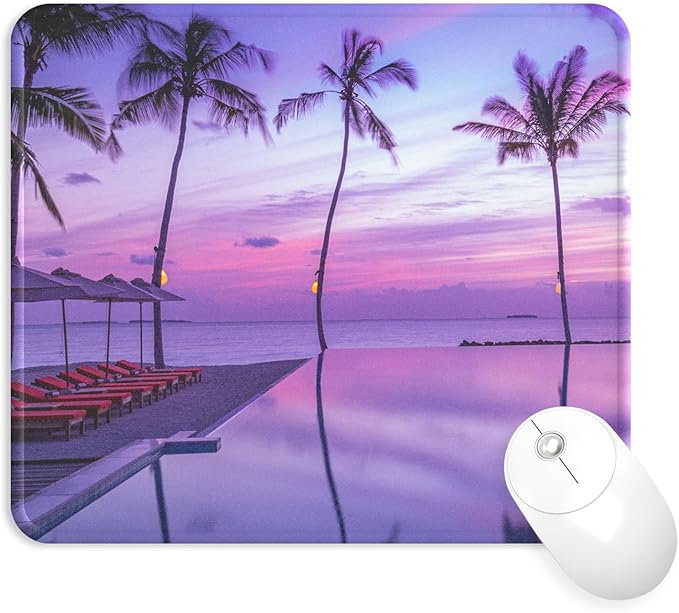 eulps Mouse Pad with Stitched Edge, Multiple Patterns Computer Mouse Pads with Non-Slip Rubber Base, Washable Cloth Mousepad, for Gaming, Laptop, PC (Violet Dusk)