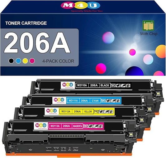 206A Toner Cartridge(with Chip) 4 Pack Compatible with 206A Toner Cartridges for Color Pro MFP M283fdw M283cdw, Color Pro M255dw, MFP M283 M255 Series(Cyan Magenta Yellow Black)