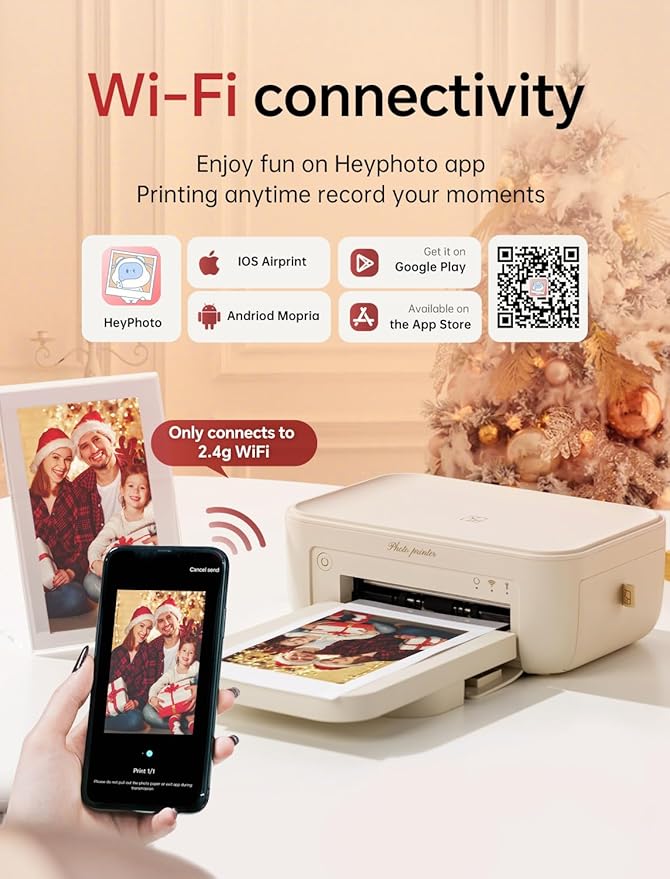 HPRT Photo Printer 4x6,+20 Sheets&1ribbon, Picture Printer for iPhone, Android, Smartphone, AR Video Printing, Portable Photo Printers CP4100