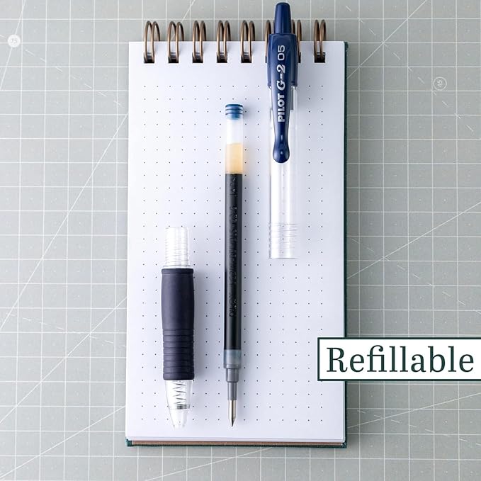 G2 Retractable Premium Gel Ink Roller Ball Pens Extra Fine Point (.5mm) Black/Blue/Red Ink 3 pack; Refillable & Premium Comfort Grip Bundle with Plastic Reusable Pouch