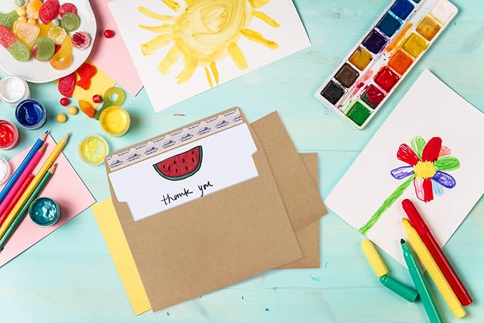 ValBox A1 Invitation Envelopes 100 Qty - 3.5 x 5" Brown Envelopes Self Seal for Invitations, Wedding, Baby Shower, Small Gift Cards, Thank You Notes, RSVP - 5.125 x 3.625 Inches