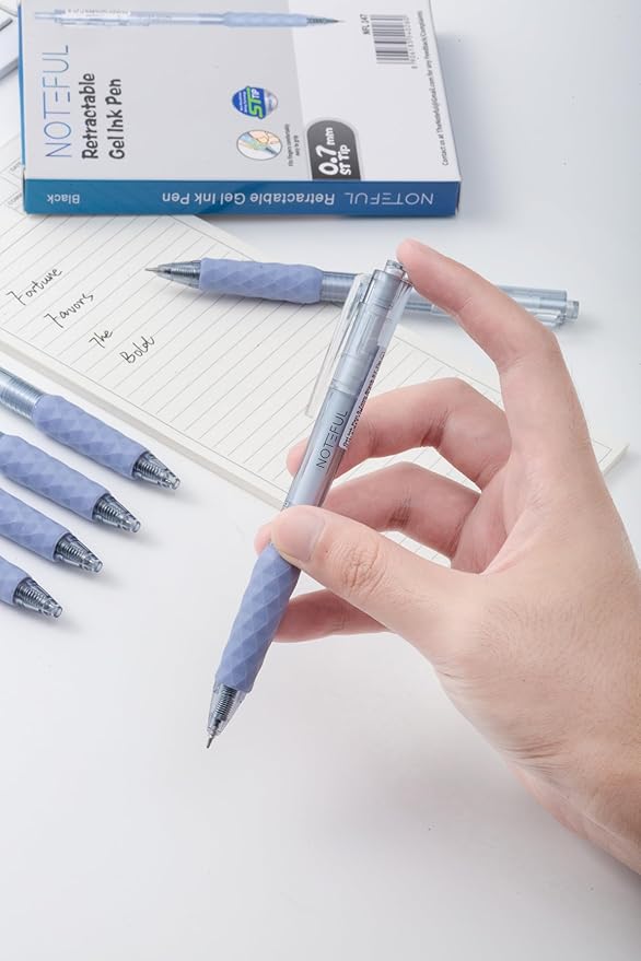Retractable Gel Pens Clicker, Medium Point 0.7, Premium Comfort Grip for Smooth Writing Planner and School Supplies (Black, 1 Count (Pack of 8))