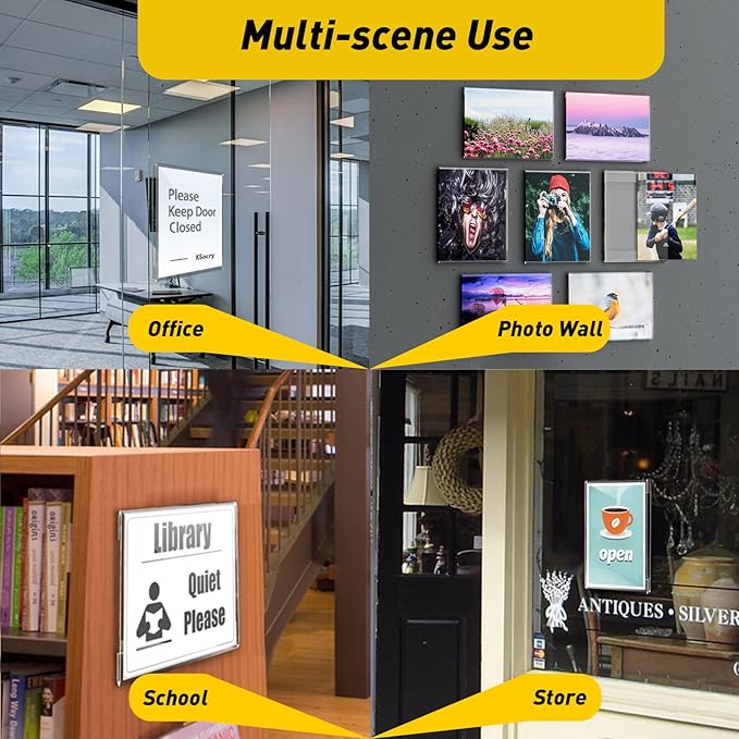 30 Pcs Acrylic Sign Holder 8.5 x 11, Vertical Wall Mount Sign Holders with 3M Adhesive, Clear Plastic Frames Paper Display Sign Holders for Office, Home, Store, Restaurant - No Drilling