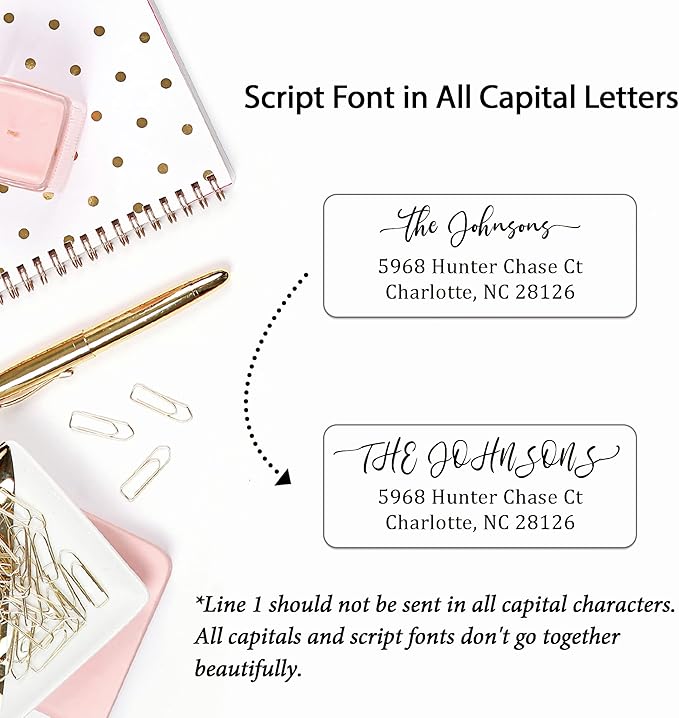 Personalized Return Address Labels Simple - Set of 240 Elegant Custom Mailing Labels for Envelopes, Self Adhesive Flat Sheet Rectangle Personalized Name Stickers (White)