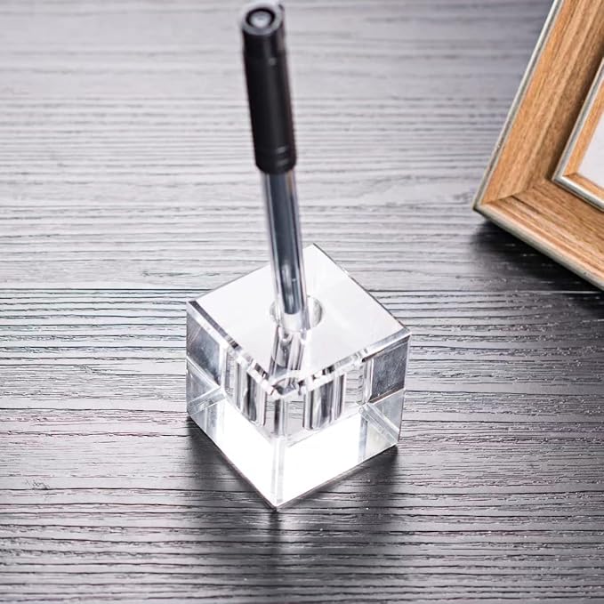 Glass Pen Holder Honeycomb Desk Accessory Fountain Pen Office Supplies Party & Gift Idea Home Decor (SQUARE)
