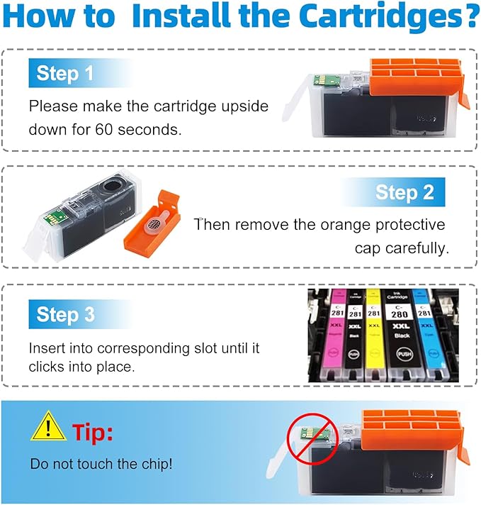 Replacement for Canon CLI-281 CLI-281 XXL Yellow Compatible Ink Cartridges Use for PIXMA TS9120 TR7520 TR8520 TS6120 TS6220 TS8120 TS8220 TS9520 TS6320 TS9521C (3X 281XXL Yellow)