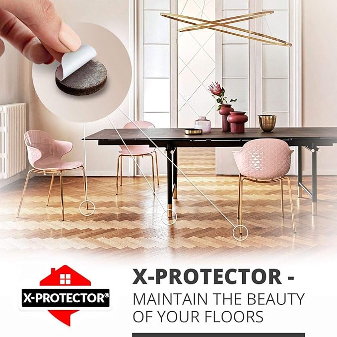Felt Furniture Pads X-PROTECTOR - 48 Premium Floor Protector Chair Felts for Feet Wood Floors Best Hardwood Protect Your Hard Floors! (Brown)