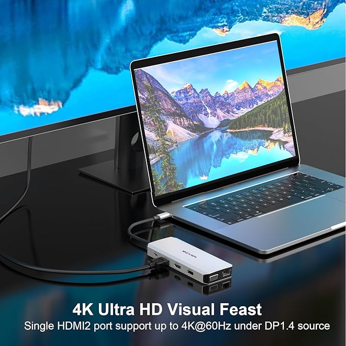 WAVLINK 12 in 1 USB C Docking Station Dual Monitor Triple Display with 2 HDMI, VGA, USB Type C Hub with 100W PD, Ethernet, 5 USB, SD/TF Card Reader, Audio, Work for Windows Laptop