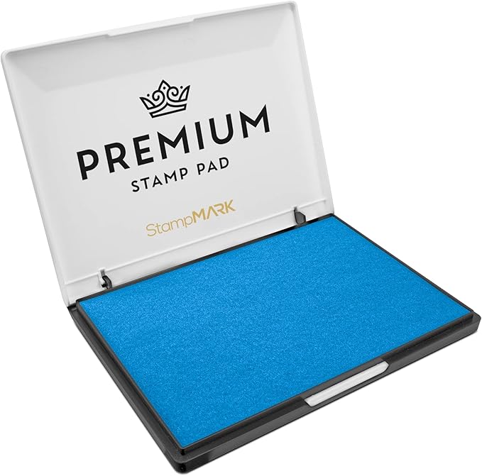Premium Stamp Pad Extra Large Size 6" x 8" - for Traditional Rubber Stamps - Felt Pad Sky Blue Color