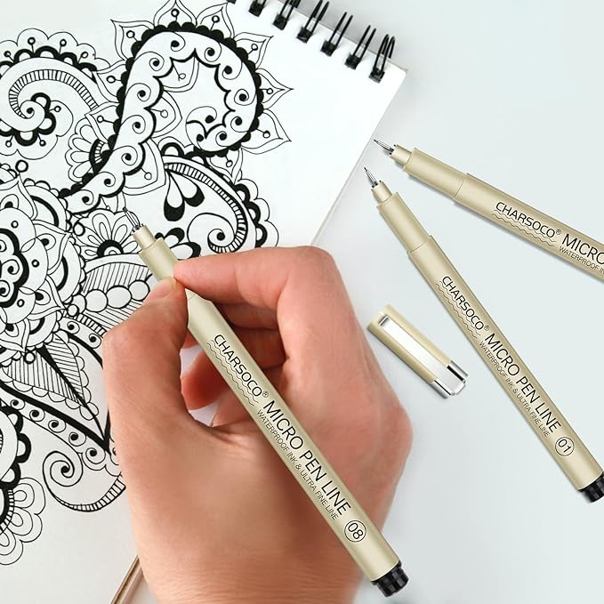 Brown Micro Pens, 12 Sizes in 0.23mm - 5mm, Waterproof Archival Ink, Fine Point Pen for Artist Illustration, Sketching, Anime, Manga and Technical Drawing