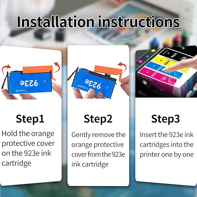 923 923XL Ink Cartridges Combo Pack(4-Pack) - High Yield Replacement for HP 923 Ink Compatible for HP OfficeJet Pro 8135e 8130e 8138e 8125e 8139e 8124e 8132e 8120 8130 (Black, Cyan, Magenta, Yellow)