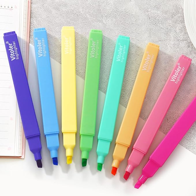 Vitoler Highlighters,8Pcs Highlighters Pastel,Quick Dry,Chisel Tip,Aesthetic Bible Highlighter No Bleed, Teacher Supplies School Accessories