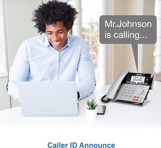 AT&T TL86103 2-Line Corded/Cordless for Small Business with Answering Machine, 2-Mailboxes, Connect-to-Cell, Caller ID Announcer, Intercom, Line-Power, Long Range & Expandable to 12 Handsets