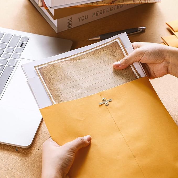 Ctosree 300 Pcs Manilla Envelopes Clasp Envelopes Bulk Brown Kraft Catalog Letter with Clasp Closure and Gummed Seal 28lb Heavyweight Paper (10 x 13 Inch)