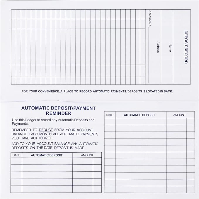 Larger Lines 12 Pack Check Registers for Personal Checkbooks, Blank Checkbook Registers for Personal or Businesses Use, Check Register Books to Log Transaction and Track Payments, Deposits, Finances