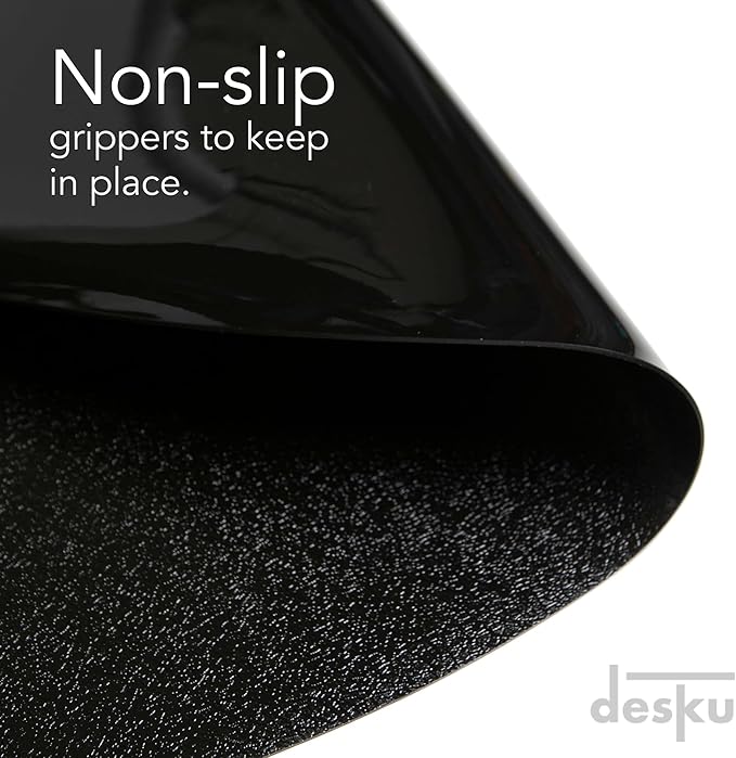 DESKU Flower Power Desk Chair Mat – Heavy-Duty PVC Mats for Hard Floor Protection, Black, 48 x 49 Inches, Made in The USA