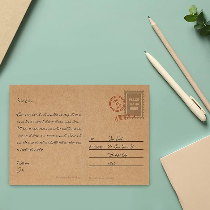 Brown Craft Cardstock 4x6 Blank Cards，Goefun 100 Pack 80lb Unruled Index Cards for Invitations, Business, Greetings, DIY