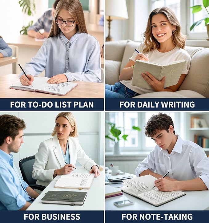 Lined Journal Notebook For Women Men, 200 Pages A5 Hardcover Leather Journals For Writing College Ruled Notebook For Work School Note Taking Business Diary Notepad 5.7'' X 8.3''- Deep Blue
