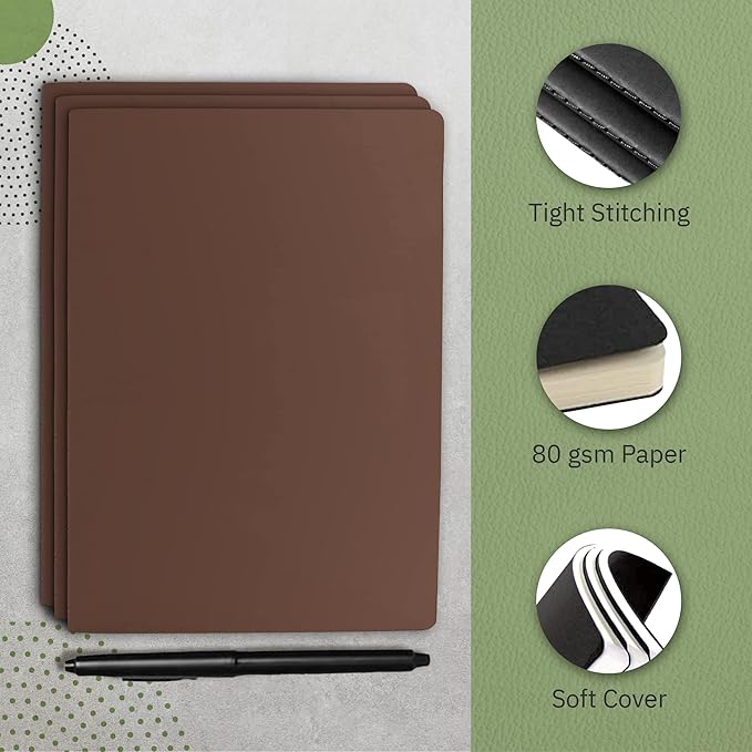 Simply Genius A5 Notebooks for Work, Travel, Business, School & More - College Ruled Notebook - Softcover Journals for Women & Men - Lined Note Books with 92 pages, 5.5" x 8.3" (Brown, 30 pack)
