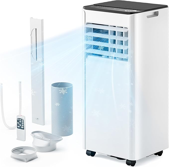 EUHOMY 10,000 BTU Portable Air Conditioners Up to 450 sq.ft, 3-1 Standing Smart Cooling AC with Remote, Dehumidifier, Fan, Air Conditioner Cools Room, 3 Modes, 24-hour timer, LED Display, Bedroom
