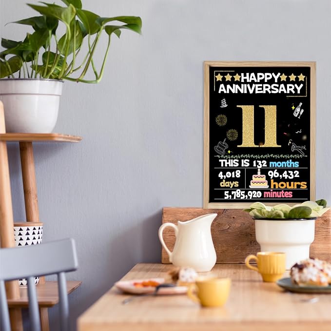 Joycard 11th Anniversary Card for Women Men, Gold Wedding Card for Wife Husband, Sweet Marriage Decorations Gifts for Couple, Perfect for Her Him on Anniversary Day, Back in 2014